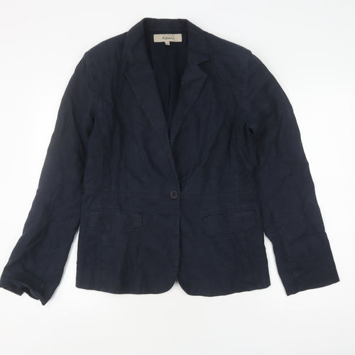 Ken Women's Blue Linen Blazer - Size 12, Regular Fit