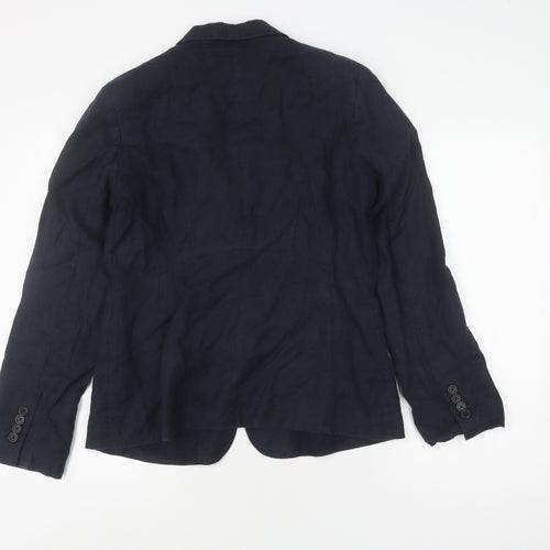 Ken Women's Blue Linen Blazer - Size 12, Regular Fit