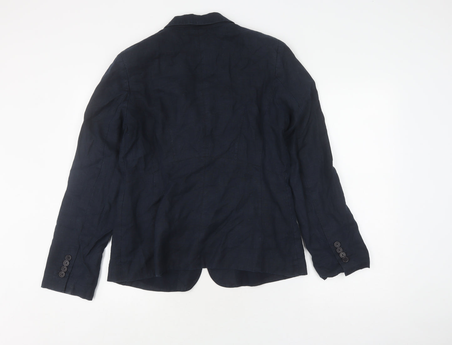 Ken Women's Blue Linen Blazer - Size 12, Regular Fit