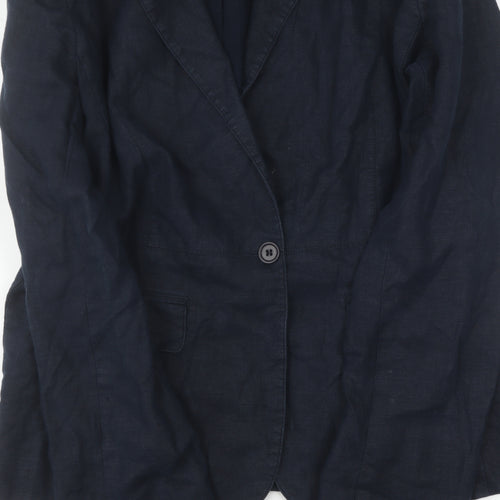 Ken Women's Blue Linen Blazer - Size 12, Regular Fit