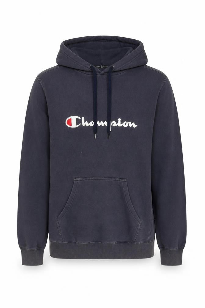 Front view of Champion Men's Black Pullover Hoodie, size L