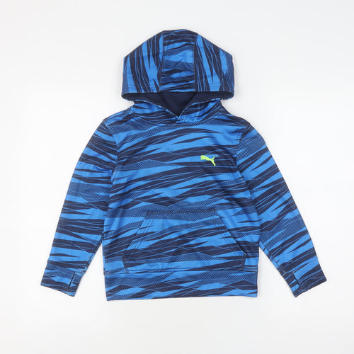 Puma Boys Blue Pullover Hoodie, Graphic Print, Size S