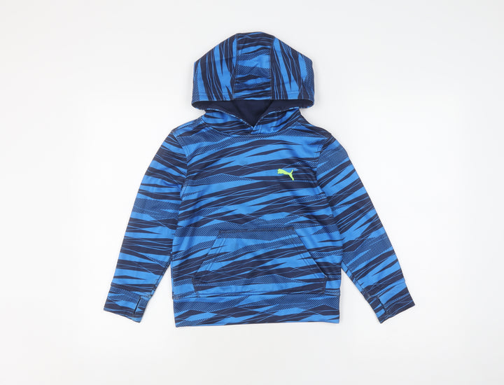 Puma Boys Blue Pullover Hoodie, Graphic Print, Size S