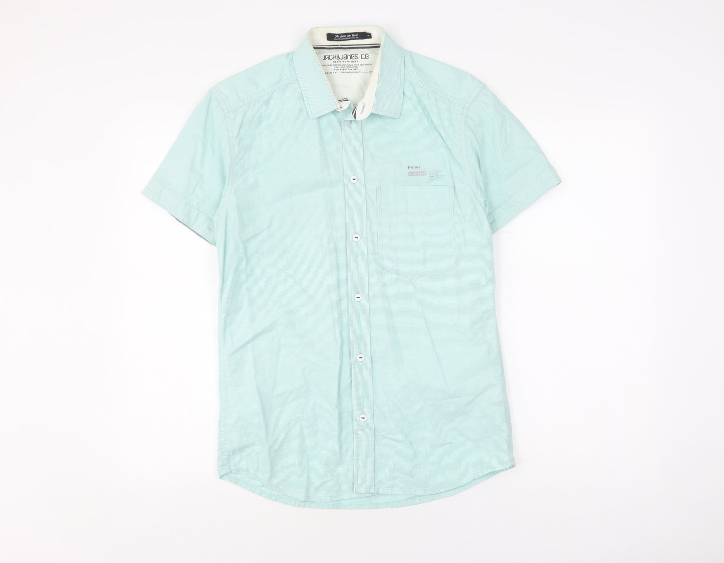Jack & Jones Men's Blue Striped Casual Shirt Size S