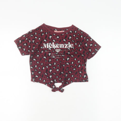 McKenzie Girls Red Cropped Animal Print T-Shirt 5-6 Years