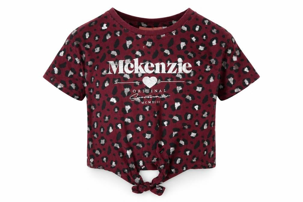 McKenzie Girls Red Cropped Animal Print T-Shirt 5-6 Years