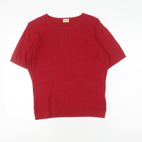 Viyella Women's Red Cotton Knit Short Sleeve T-Shirt