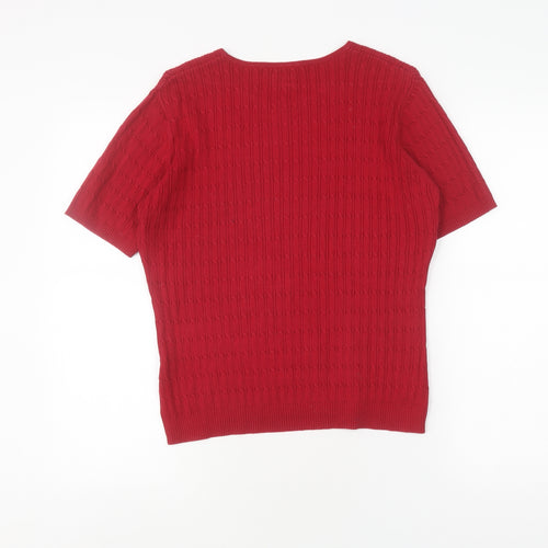 Viyella Women's Red Cotton Knit Short Sleeve T-Shirt