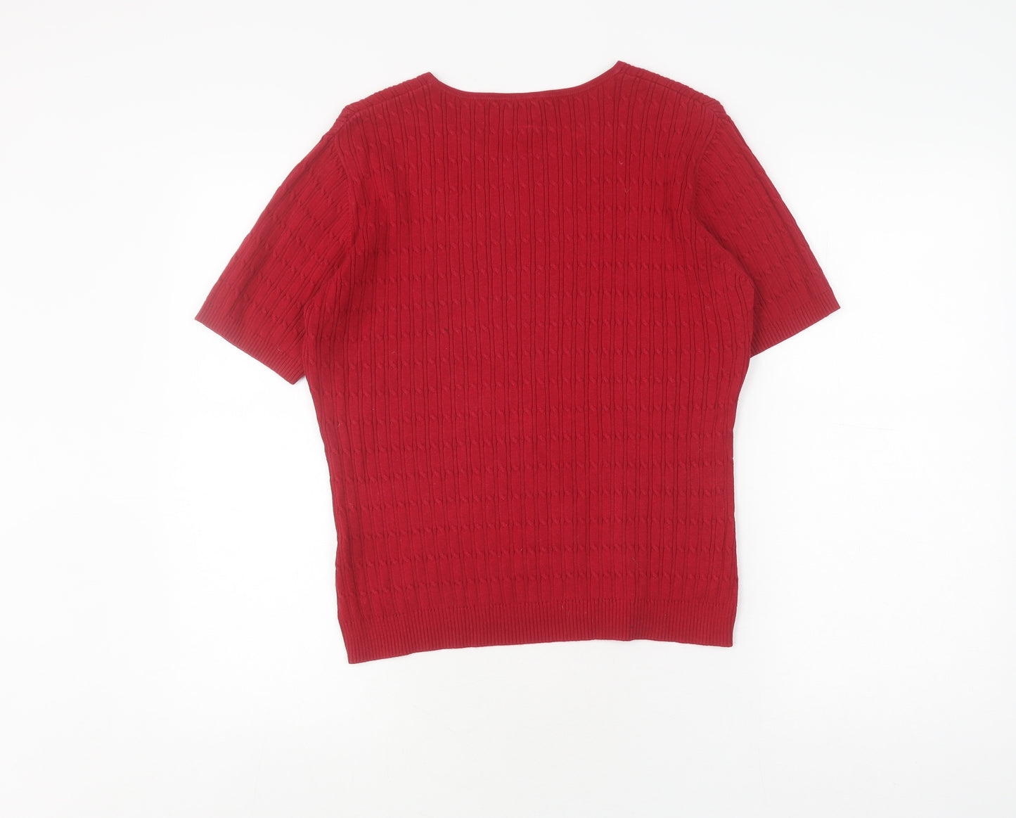 Viyella Women's Red Cotton Knit Short Sleeve T-Shirt