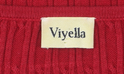 Viyella Women's Red Cotton Knit Short Sleeve T-Shirt