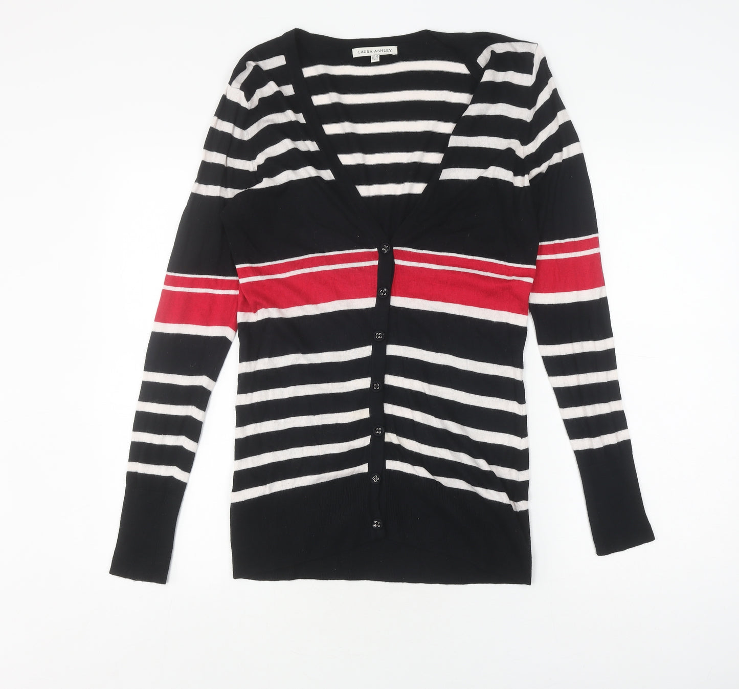 Laura Ashley Women's Black Striped Cardigan Size 14