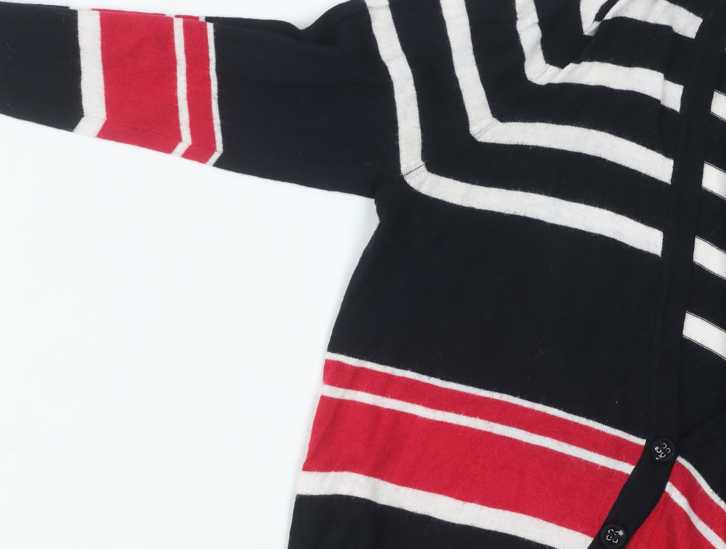 Laura Ashley Women's Black Striped Cardigan Size 14