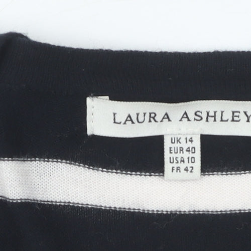 Laura Ashley Women's Black Striped Cardigan Size 14