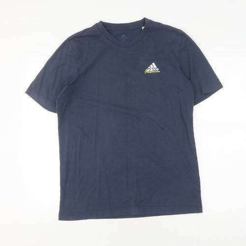 Adidas Men's Blue Graphic Print T-Shirt - M