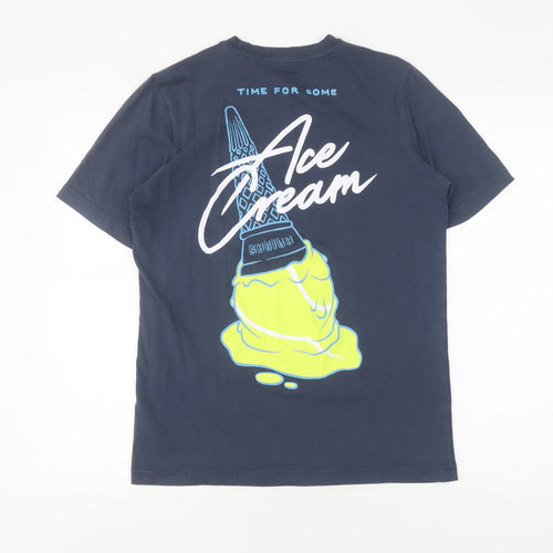 Adidas Men's Blue Graphic Print T-Shirt - M