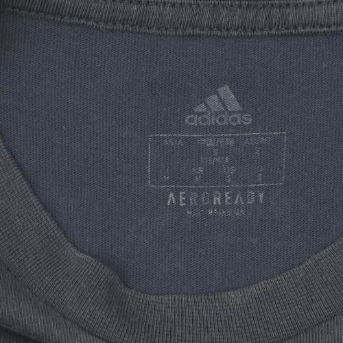 Adidas Men's Blue Graphic Print T-Shirt - M