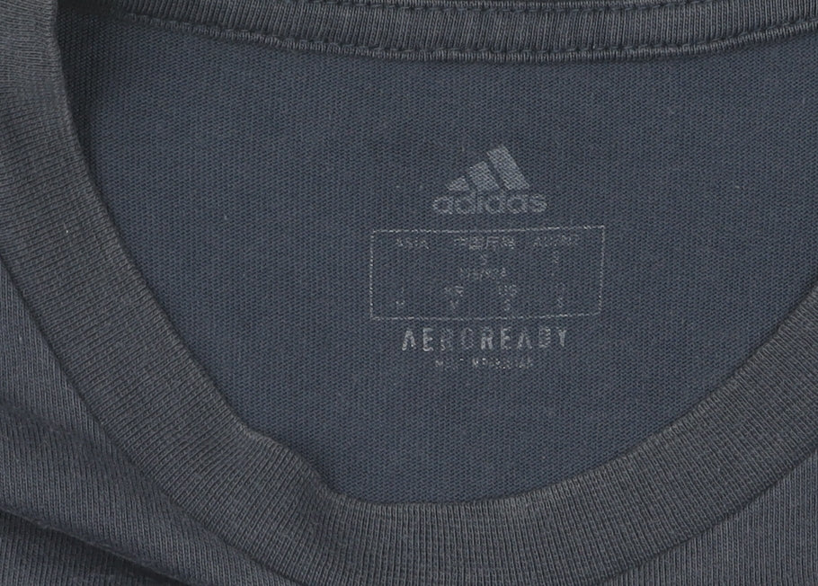 Adidas Men's Blue Graphic Print T-Shirt - M