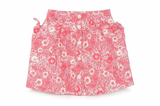 Front view of Laura Ashley Women's Pink Floral A-Line Skirt, size 12
