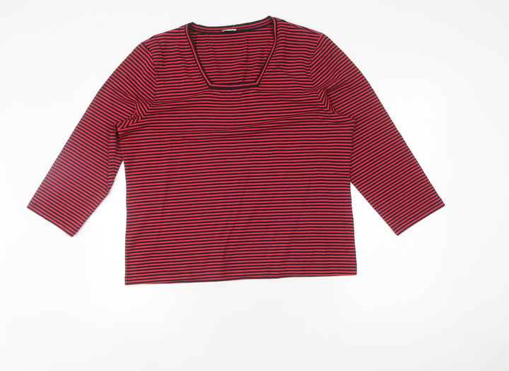 Viyella Women's Red Stripe XL T-Shirt, Scoop Neck