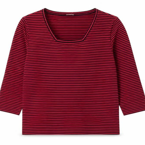 Viyella Women's Red Stripe XL T-Shirt, Scoop Neck