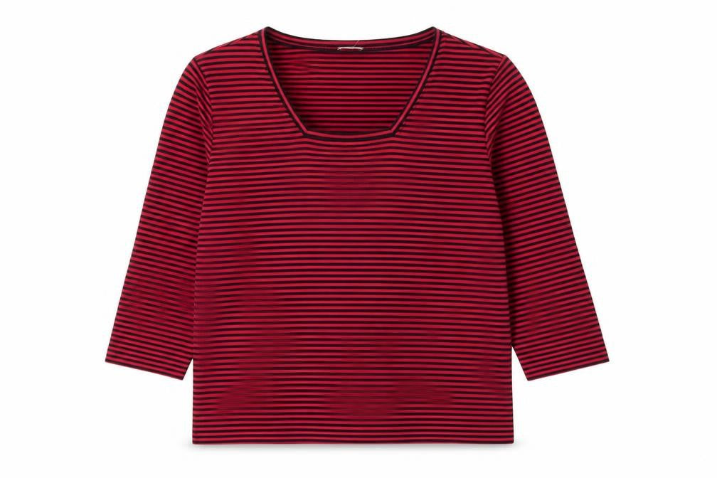 Viyella Women's Red Stripe XL T-Shirt, Scoop Neck