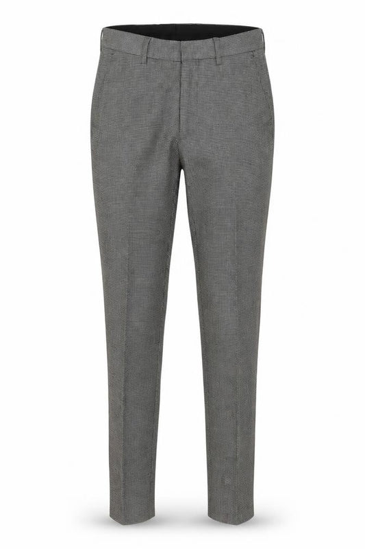 Front view of Asos unisex check trousers in 30” - business casual