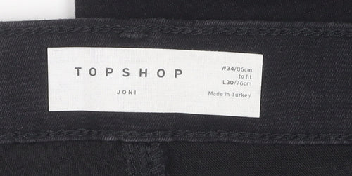 Topshop Women's Skinny Black Joni Jeans, Size 16