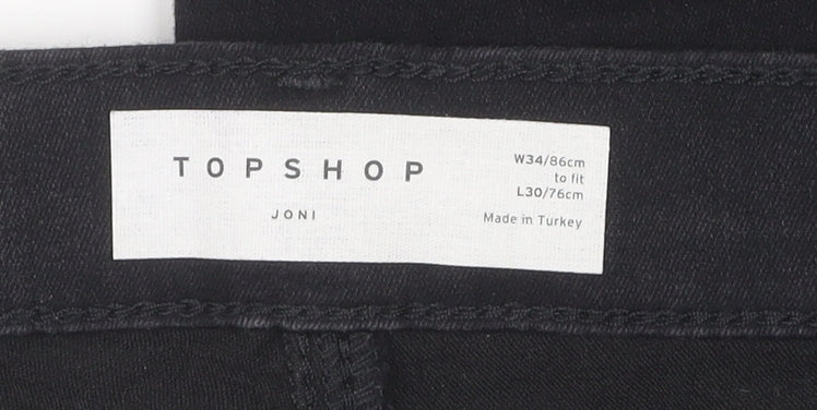 Topshop Women's Skinny Black Joni Jeans, Size 16