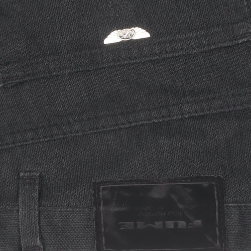 Fume Unisex Black Cotton Straight Trousers 36