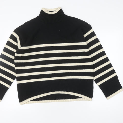 Albaray Women's Black Striped Roll Neck Jumper Size 12
