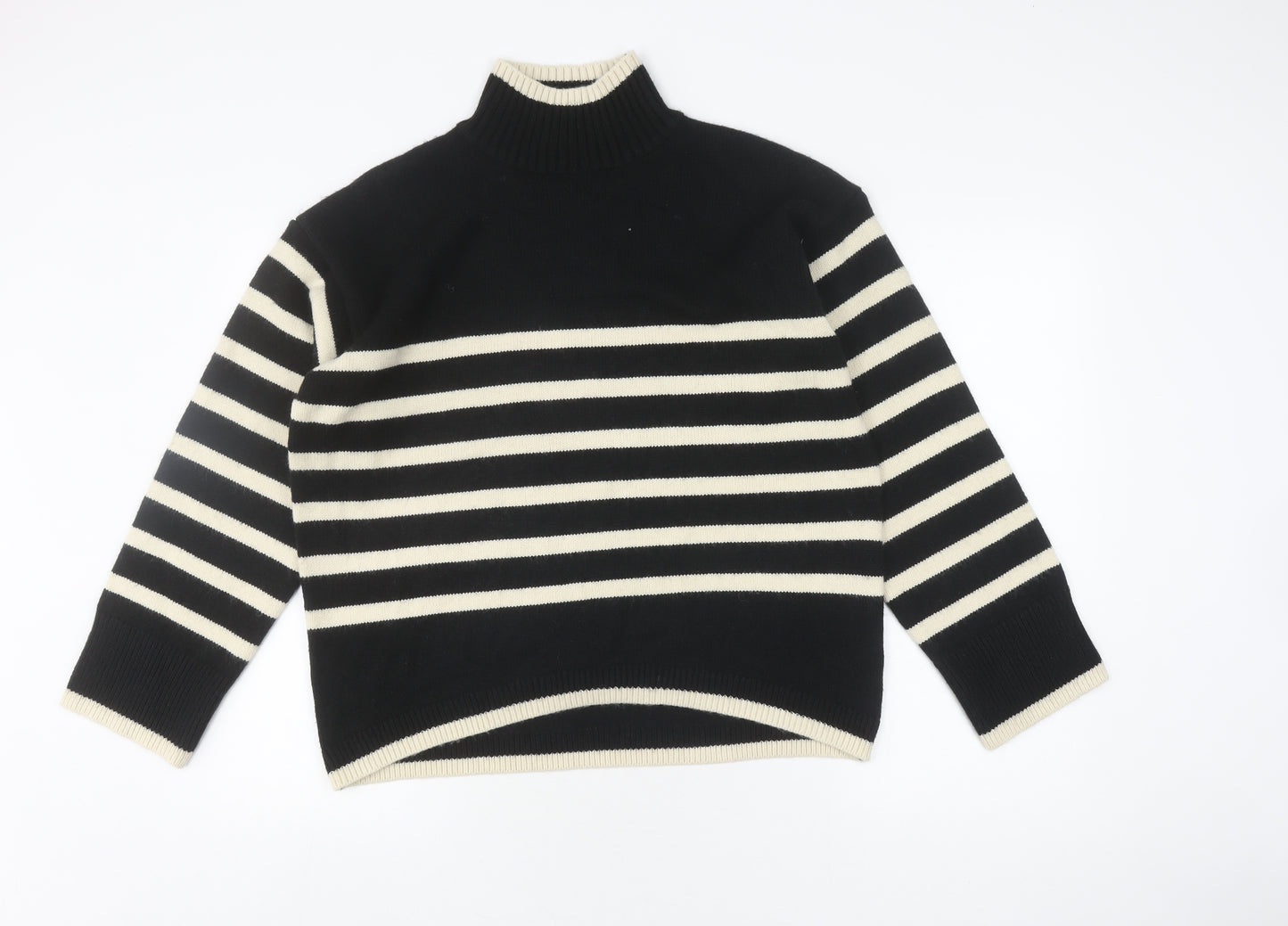 Albaray Women's Black Striped Roll Neck Jumper Size 12