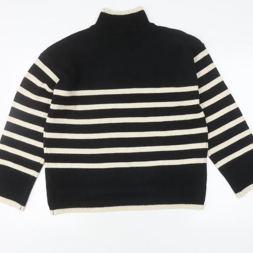 Albaray Women's Black Striped Roll Neck Jumper Size 12