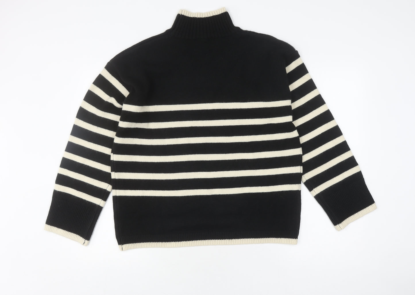 Albaray Women's Black Striped Roll Neck Jumper Size 12