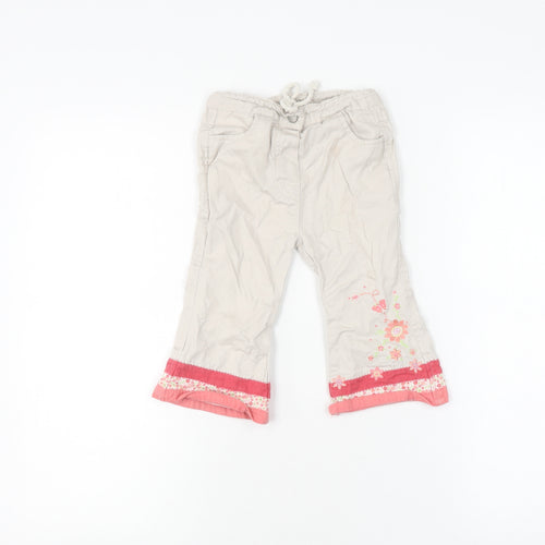 Mothercare Girls Beige Cropped Trousers, 18 Months, Elastic Waist