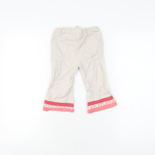 Mothercare Girls Beige Cropped Trousers, 18 Months, Elastic Waist