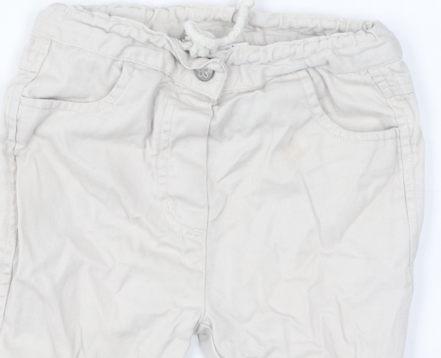 Mothercare Girls Beige Cropped Trousers, 18 Months, Elastic Waist