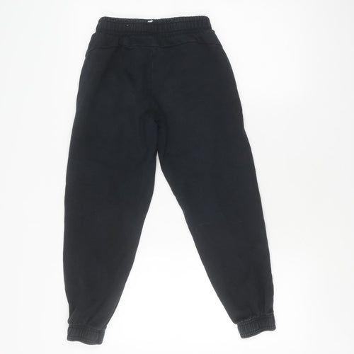 Puma Boys Black Jogger Trousers Size 11-12Y - Cotton Sportswear