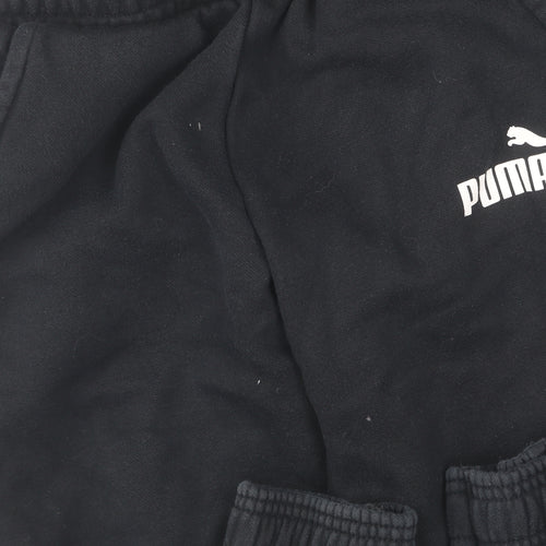 Puma Boys Black Jogger Trousers Size 11-12Y - Cotton Sportswear