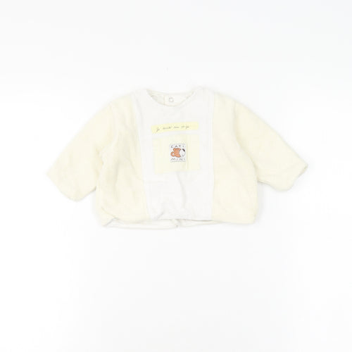 Catimini White Unisex Baby Cardigan 3-6 Months Animal Theme