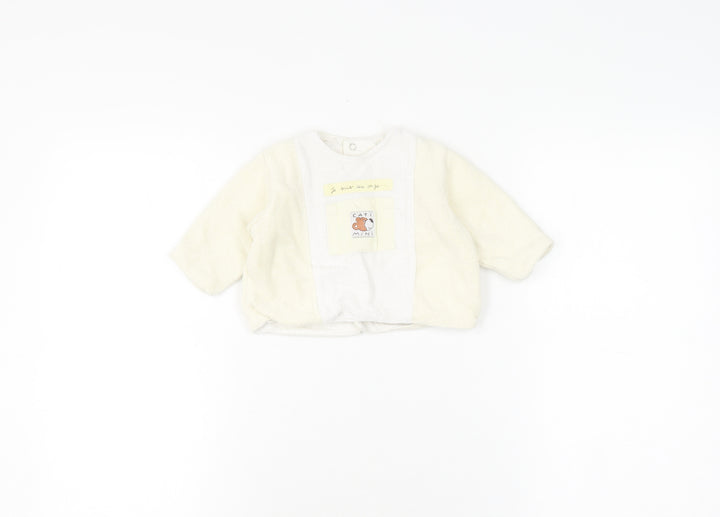 Catimini White Unisex Baby Cardigan 3-6 Months Animal Theme
