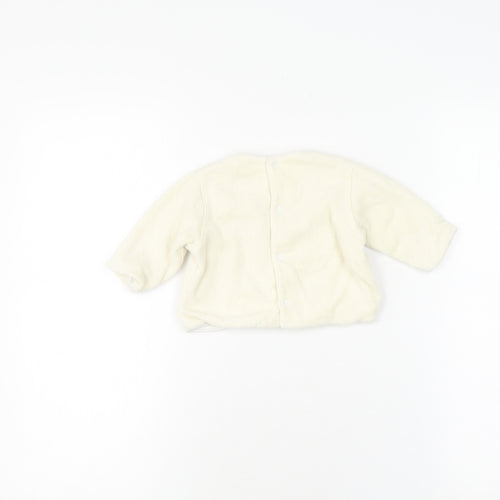 Catimini White Unisex Baby Cardigan 3-6 Months Animal Theme