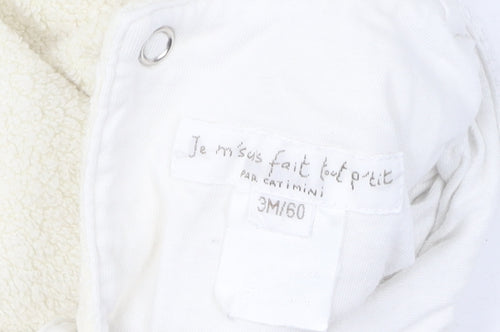 Catimini White Unisex Baby Cardigan 3-6 Months Animal Theme
