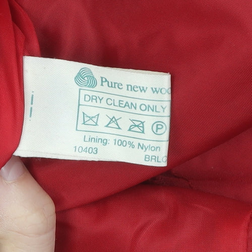 C&A Women's Red Wool Pea Coat Size 12, Buttoned Classic