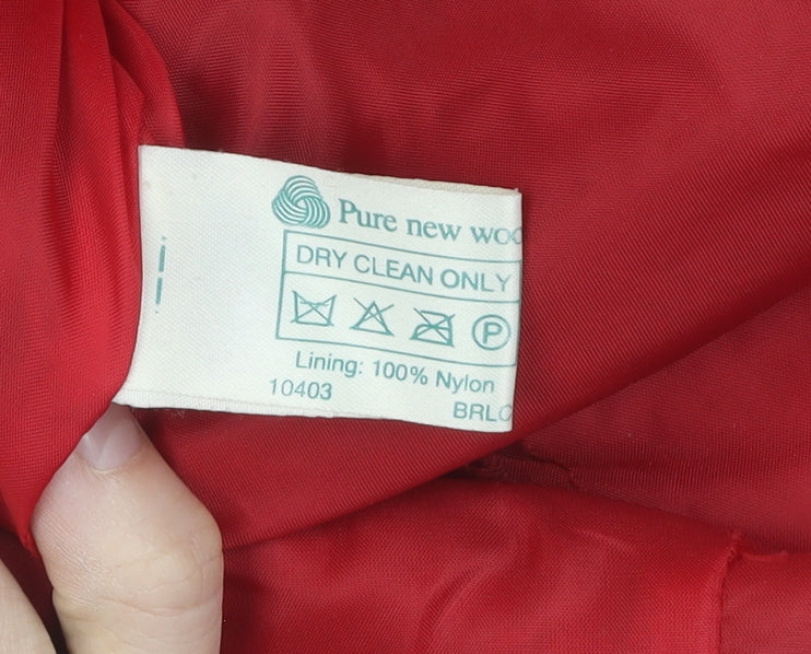 C&A Women's Red Wool Pea Coat Size 12, Buttoned Classic