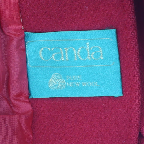 C&A Women's Red Wool Pea Coat Size 12, Buttoned Classic