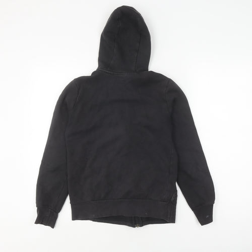 Adidas Boys Black Full Zip Hoodie, Size 12-13, Logo Accent