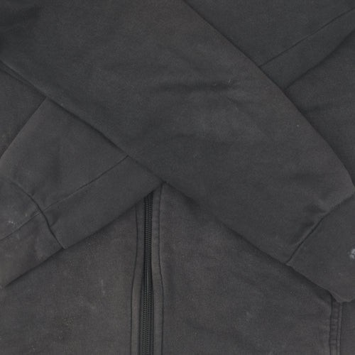 Adidas Boys Black Full Zip Hoodie, Size 12-13, Logo Accent