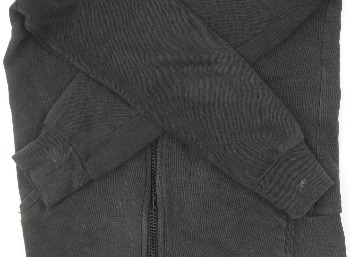 Adidas Boys Black Full Zip Hoodie, Size 12-13, Logo Accent