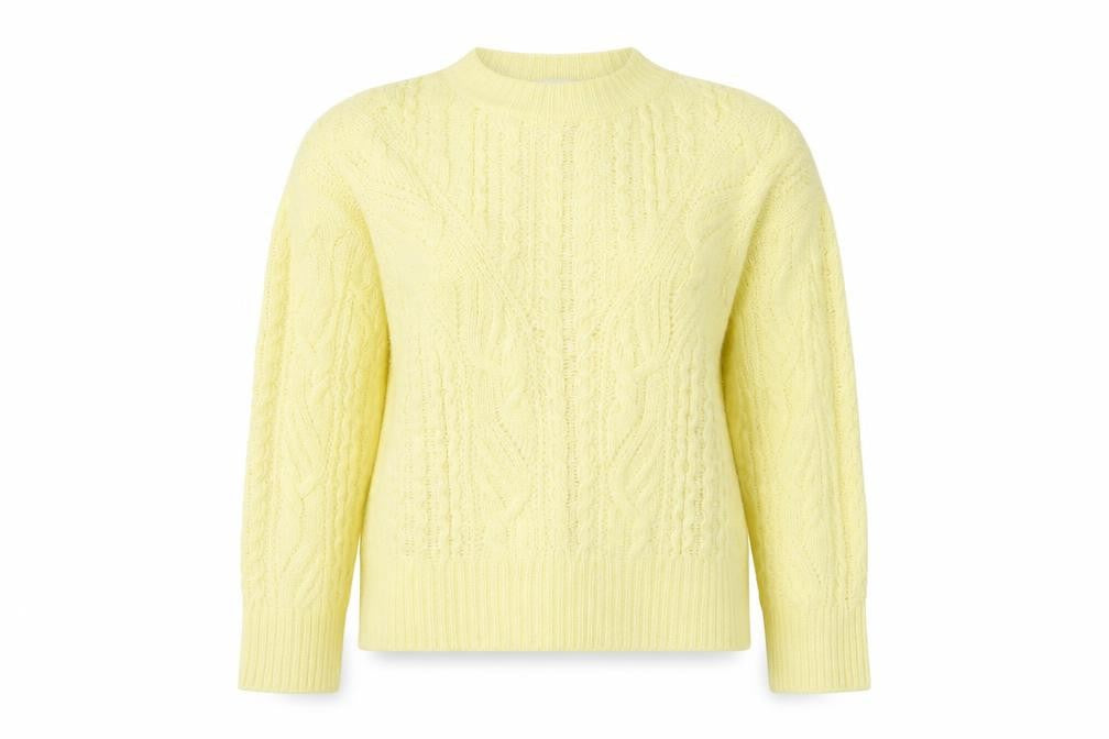 Front view of Vince Women's Ivory Cable-Knit jumper XXS