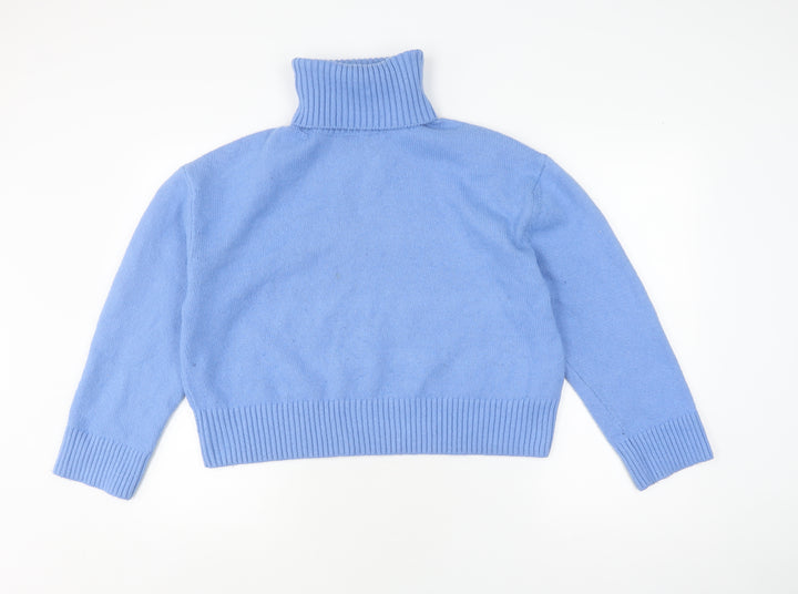 H&M Women's Blue Roll Neck Pullover Jumper, Size S